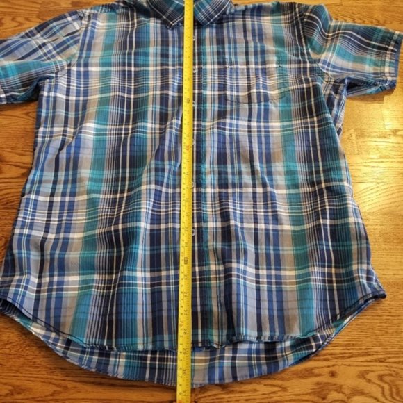 (XL) Bugatchi Shaped Fit Men's Short Sleeve Plaid Shirt Business Casual - Picture 2 of 11
